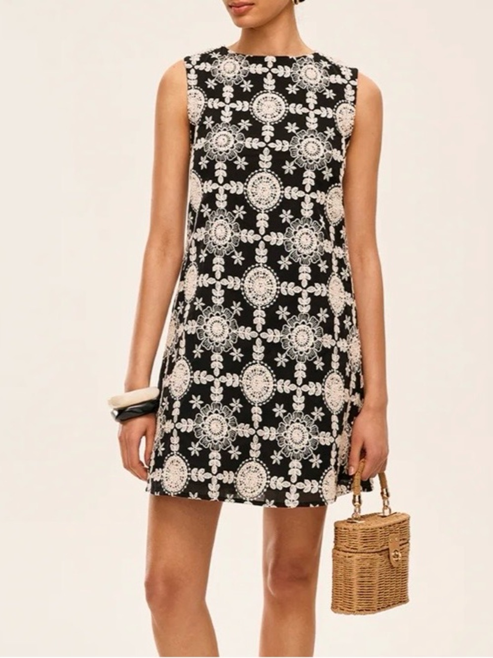 Commense Embroidered Cotton Shift Dress Size M